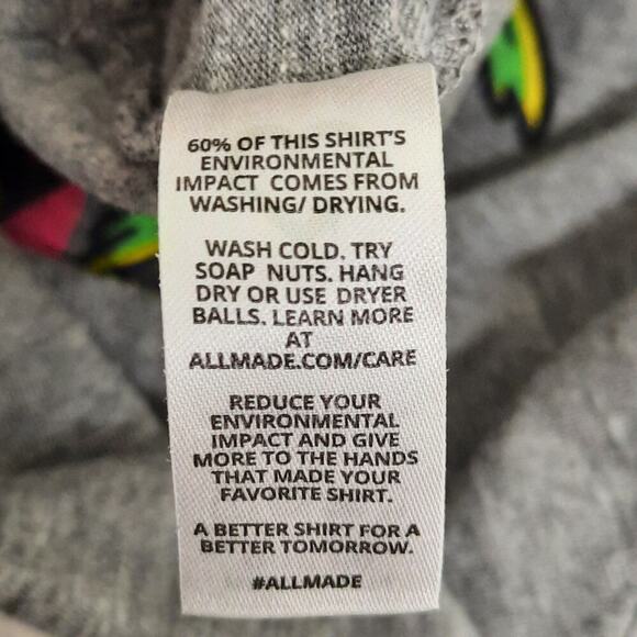 Allmade M T-Shirt Men Long Beach Grim Reaper Skate Palm Tree USA Gray Soft - Picture 5 of 6